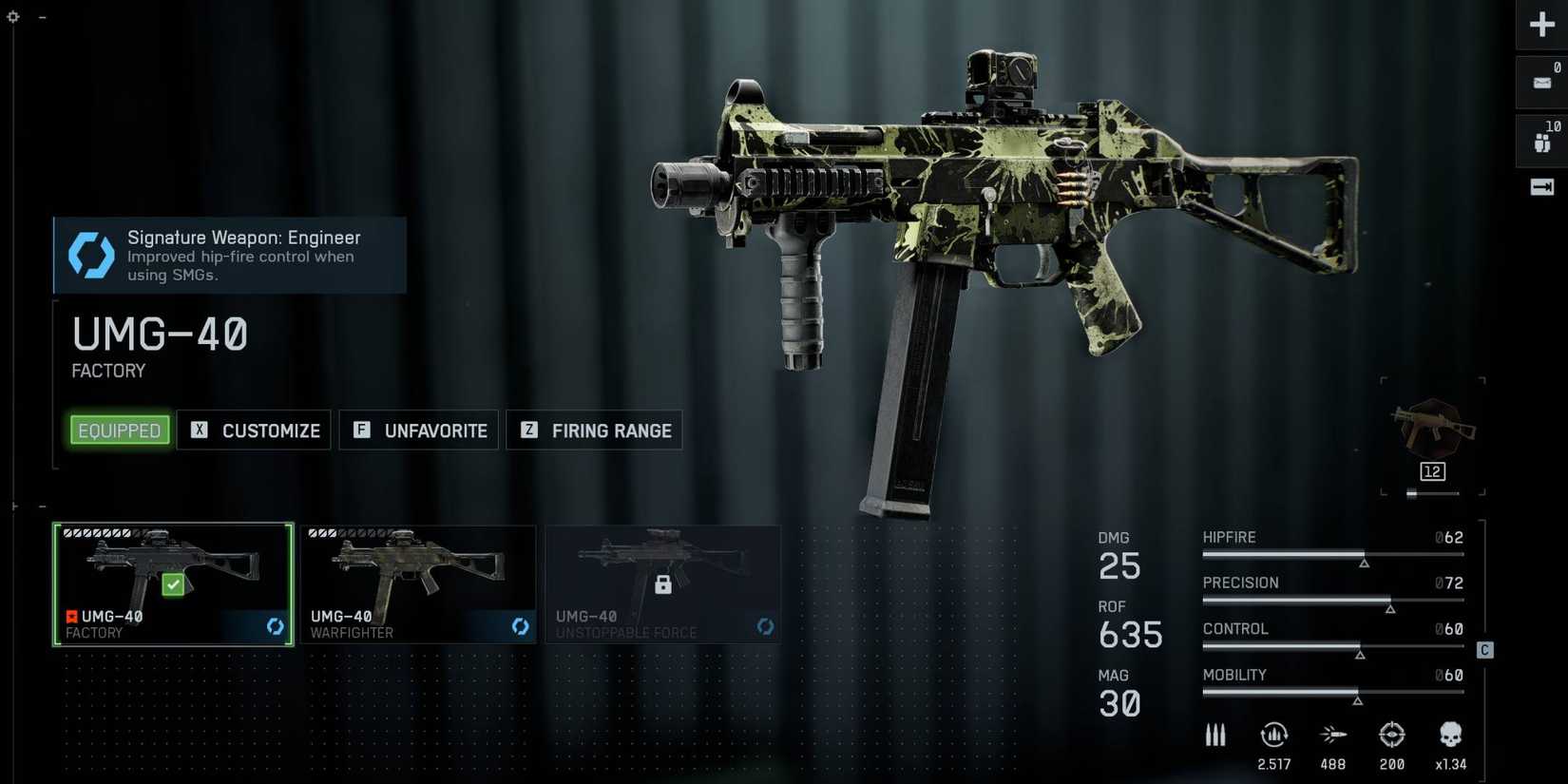 Battlefield 6 KORT UMG-50 weapon preset screen