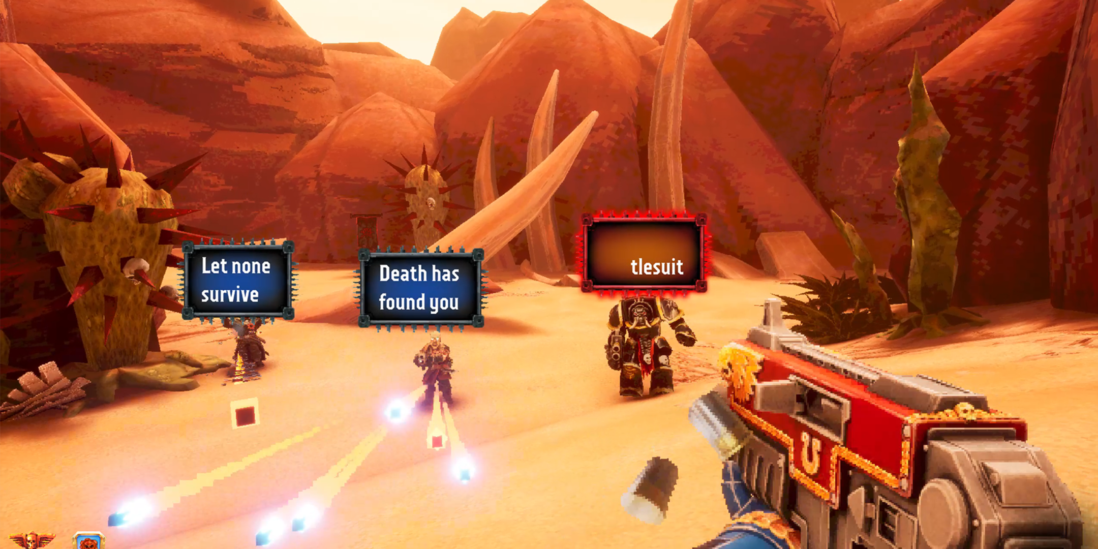 Warhammer 40k: Boltgun Words of Vengeance shooting in the desert