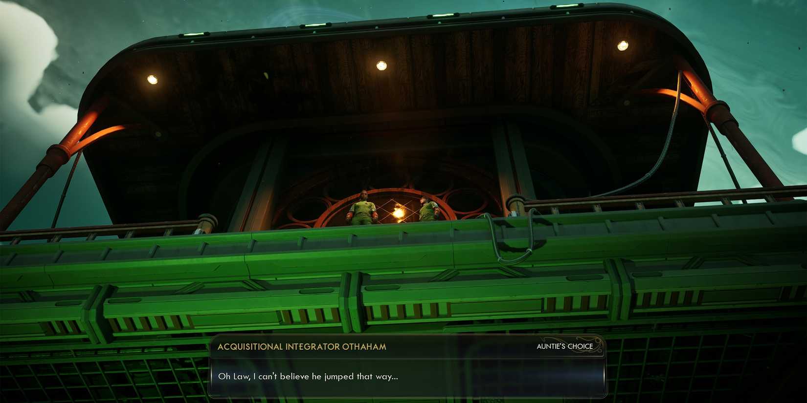 Acquisitional Integrator Othaham speaking in The Outer Worlds 2