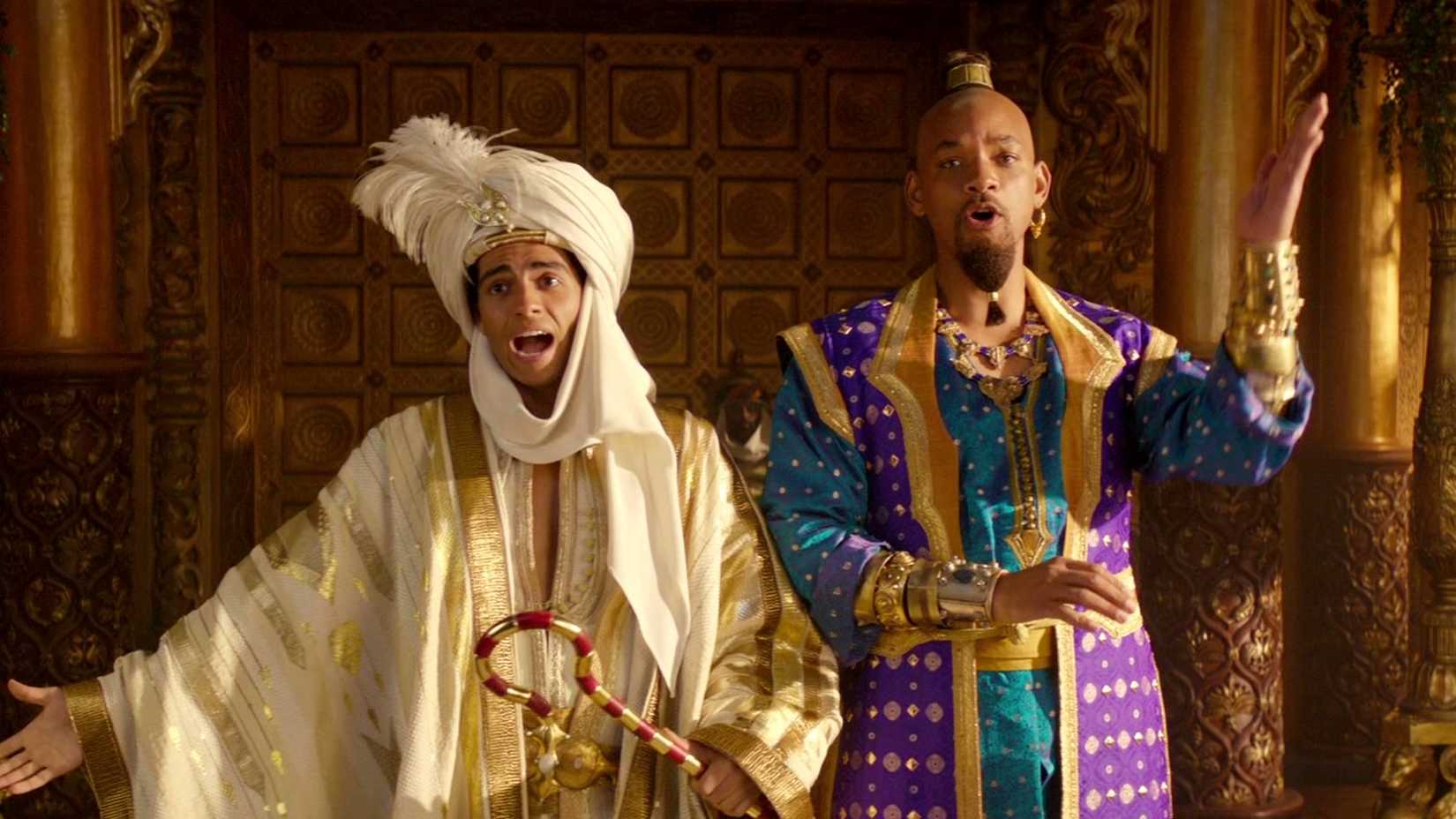 Аладдин и Джин разговаривают в живом-дей версии фильма Disney