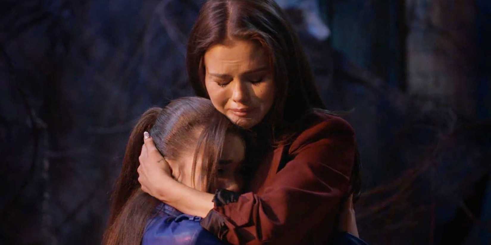 alex russo hugging billie in the wizards beyond waverly place season 2 finale