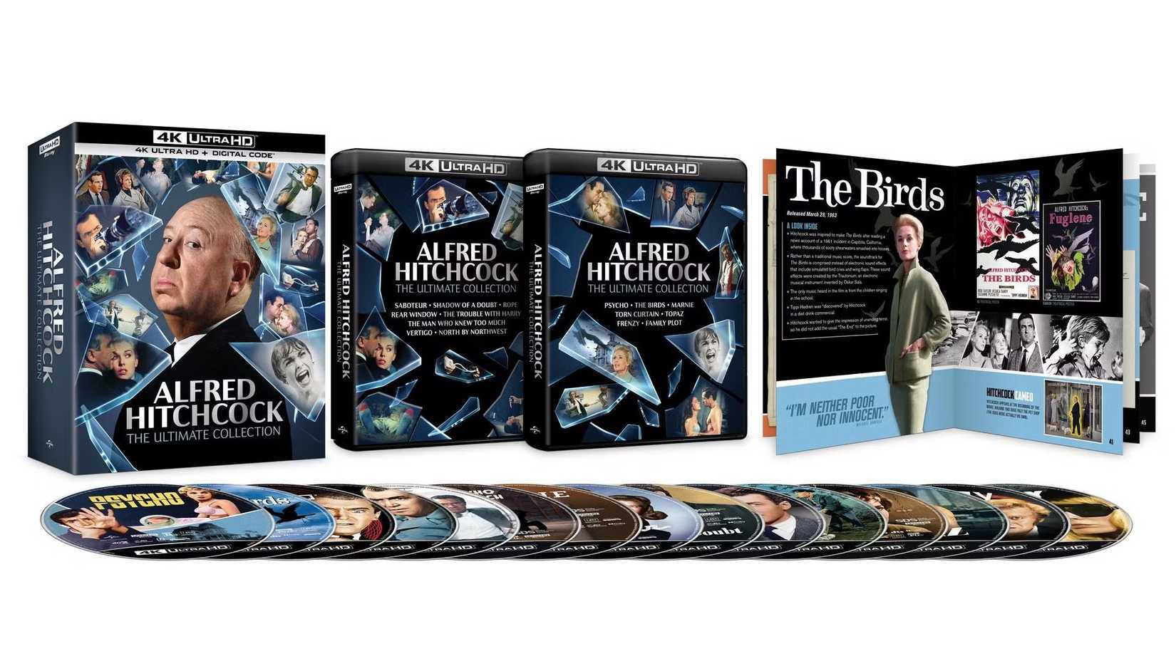 Imagem promocional da coleção Alfred Hitchcock: The Ultimate Collection em 4K.