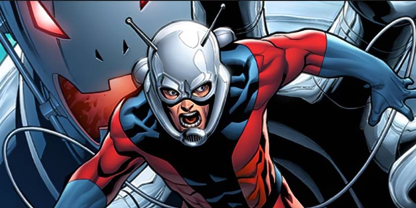 Ant-Man running away from Ultron.