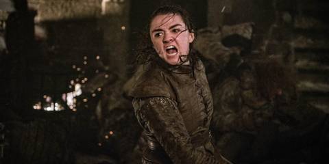 Arya (Maisie Williams) in battle in Game of Thrones