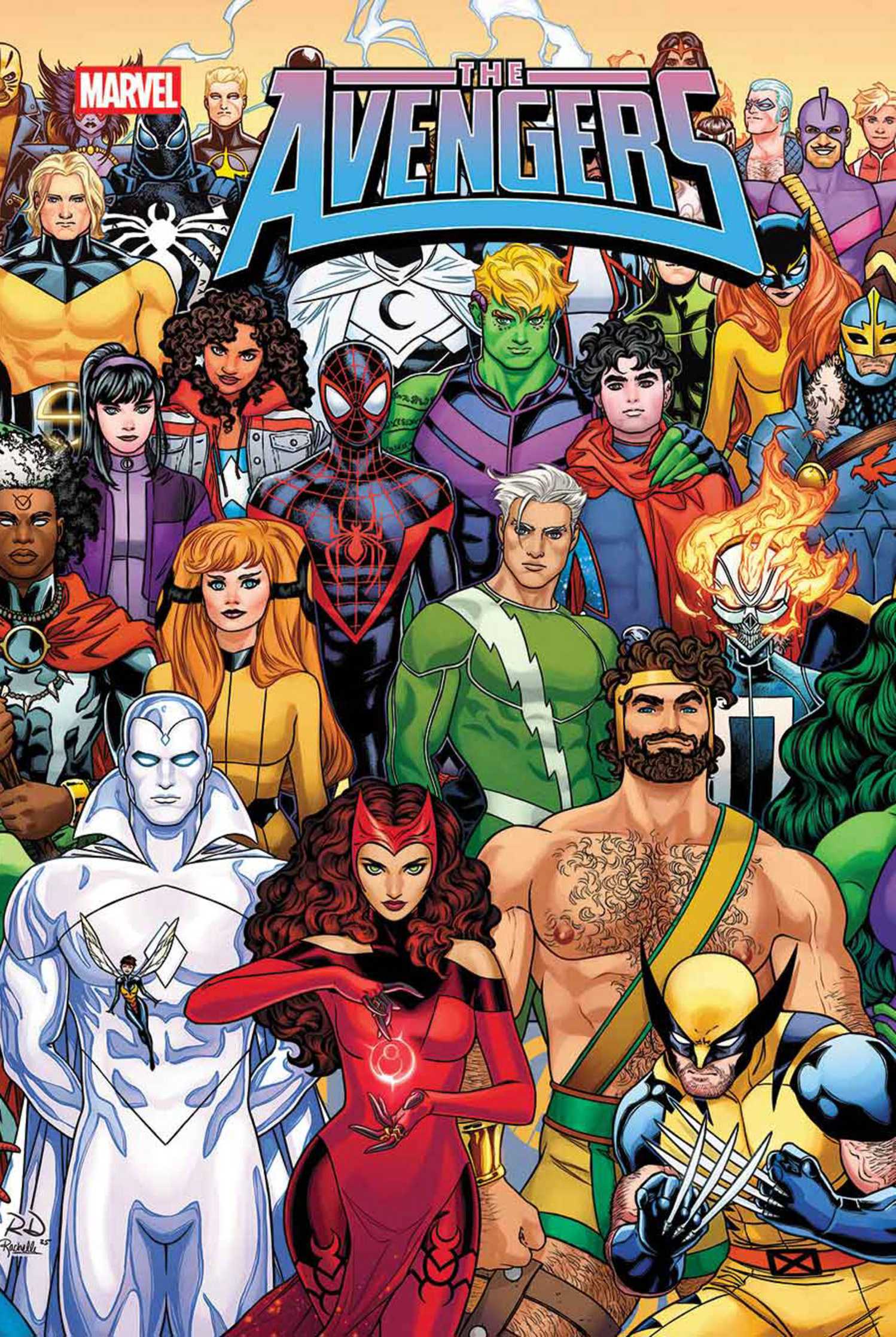 Avengers #34 cover features past and present team members