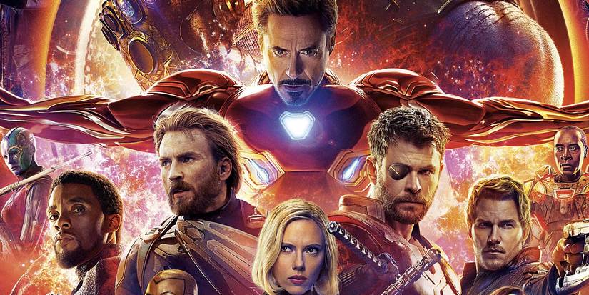 Avengers Infinity War poster with Captain America, Thor, Iron Man, Black Panther, Black Widow, Star-Lord, Gamora and War Machine 