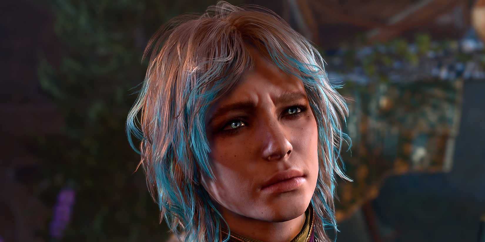 A custom player character looking concerned in Baldur's Gate 3