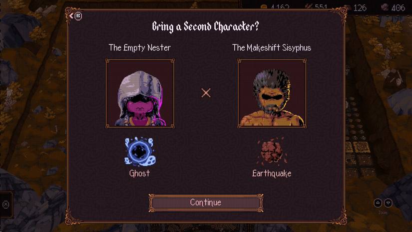 Empty Nester and Makeshift Sisyphus characters in Ball x Pit.