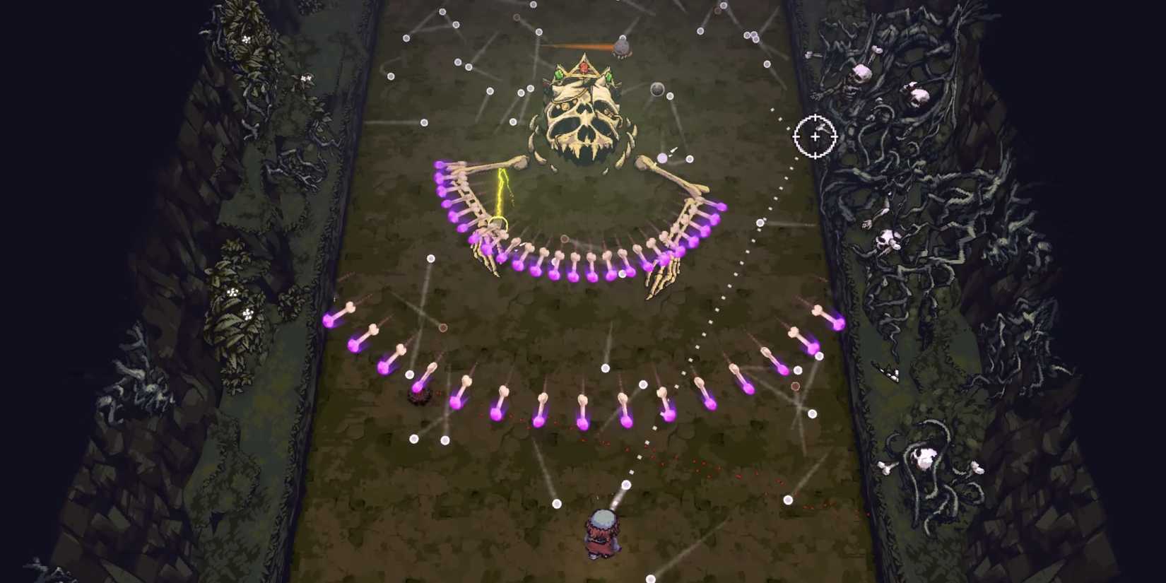 A boss fires projectiles in Ball x Pit.