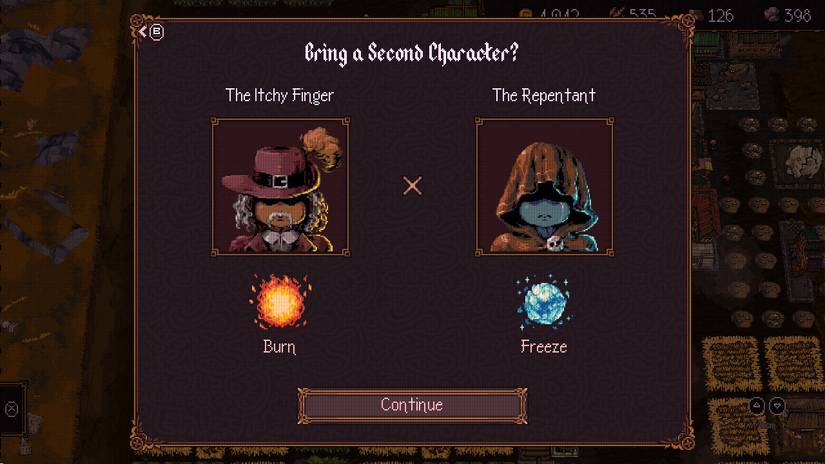 Itchy Finger and Repentant characters in Ball x Pit.