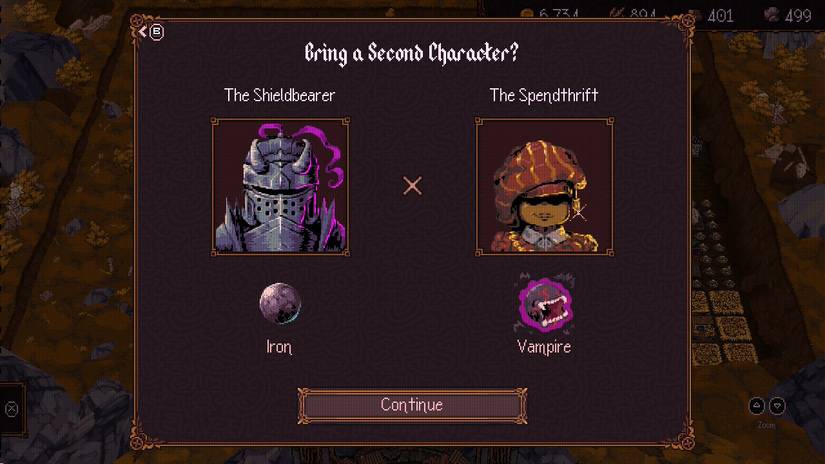 Shieldbearer and Spendthrift characters in Ball x Pit.