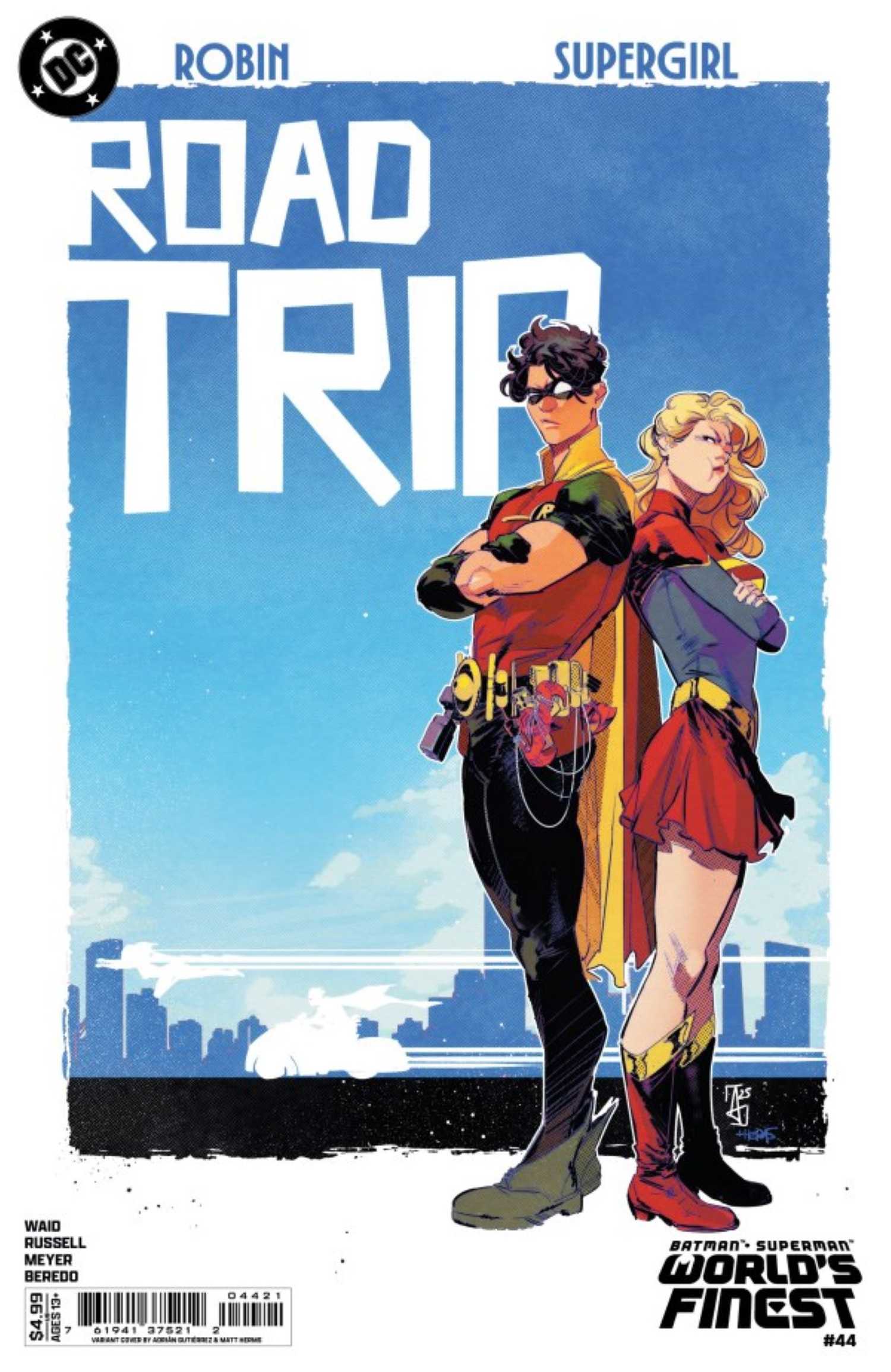 Batman and Superman World's Finest #44 variant cover Supergirl & Robin standing back to back