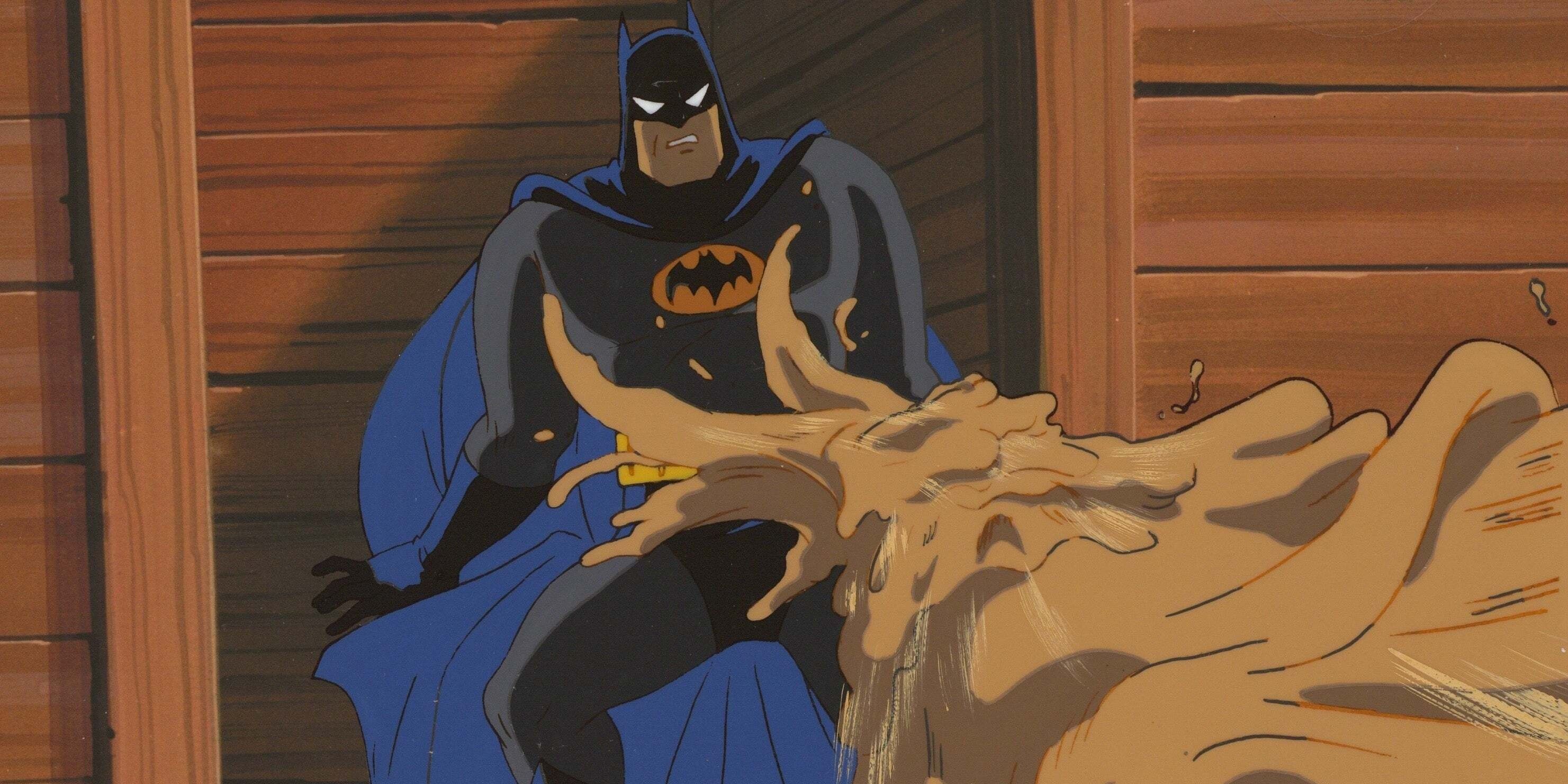 Batman preso por Clayface em Batman: The Animated Series.