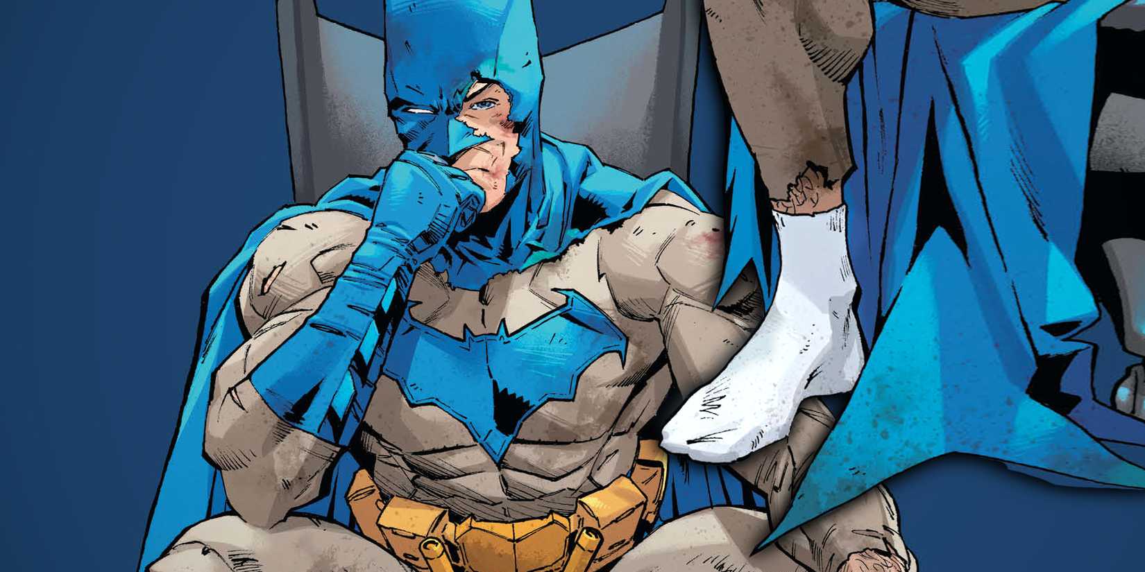 Batman usando meias em traje de morcego para capa do Batman # 1