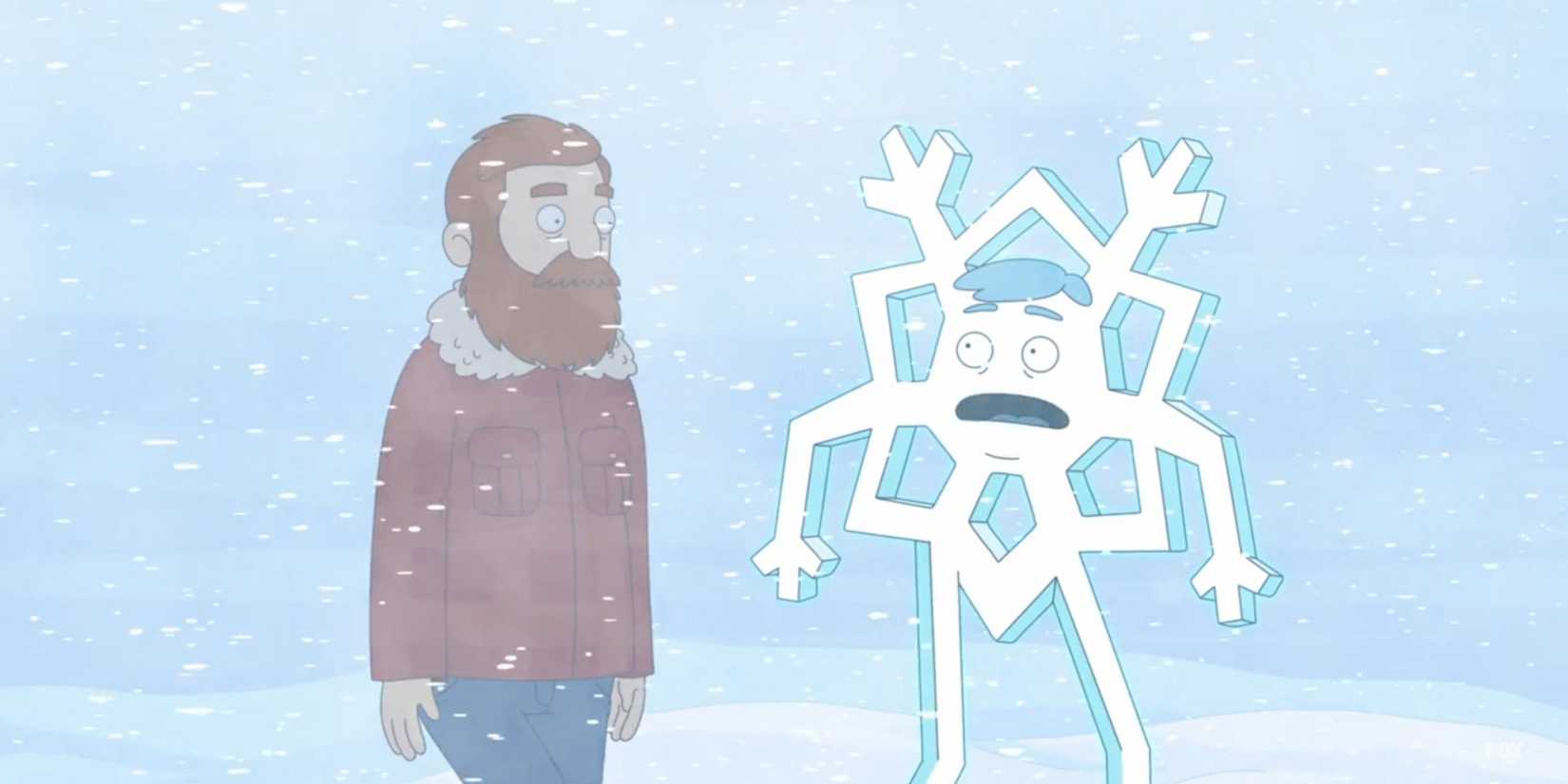 Beef and Snowflake walking through a blizzard in The Great North