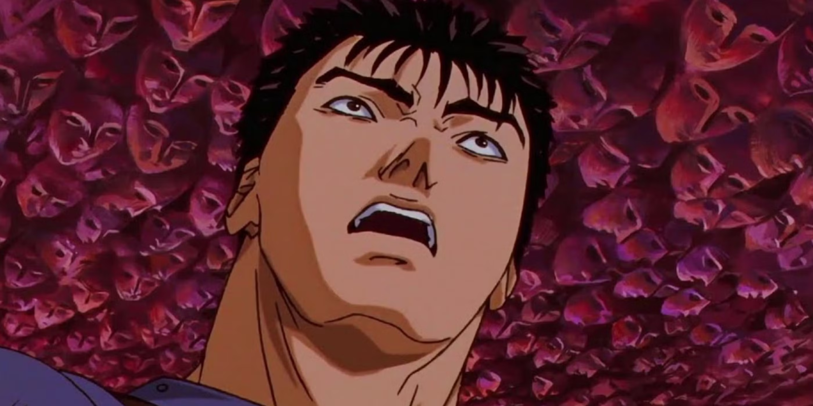 Berserk anime featured image - Guts looking up at the Eclipse in shock and surprise and horror