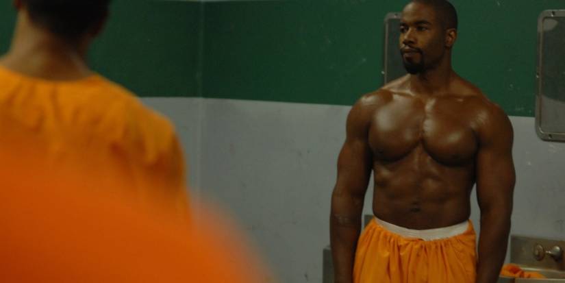 Michael Jai White standing shirtless in Blood and Bone