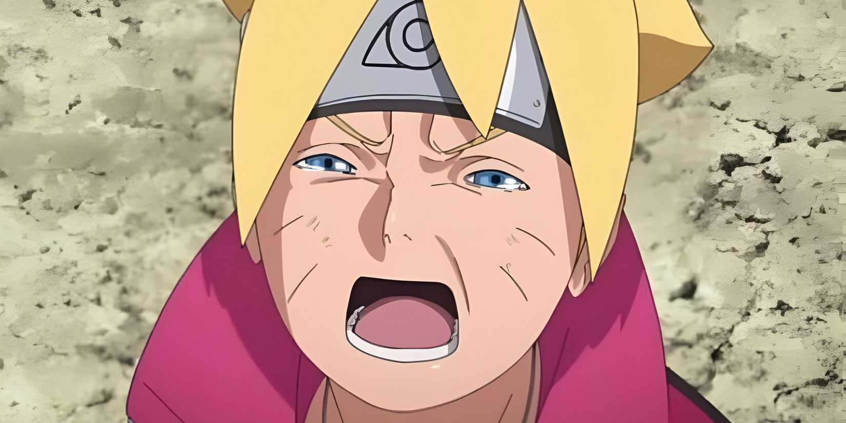 Boruto tearing up in Boruto: Naruto Next Generations anime