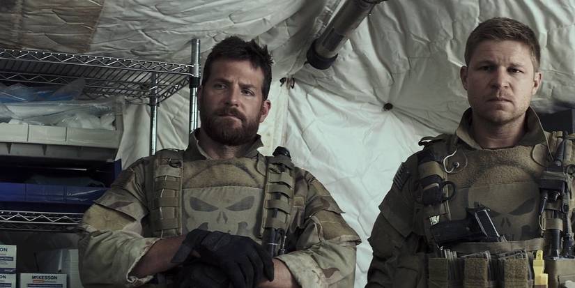 Bradley Cooper as Chris Kyle in American Sniper with Punisher Logo