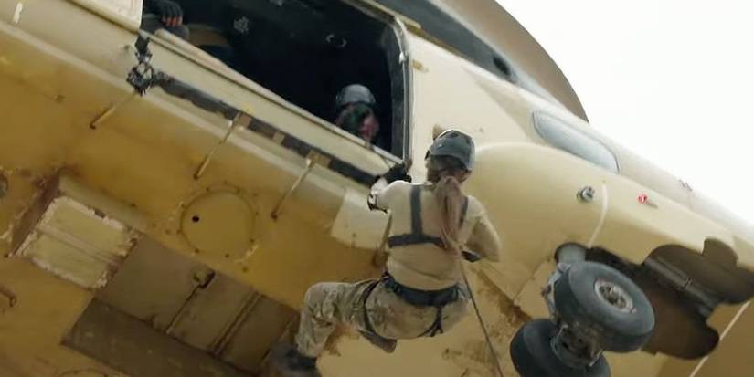 Brittany Cartwright hanging out of a helicopter on Special Forces