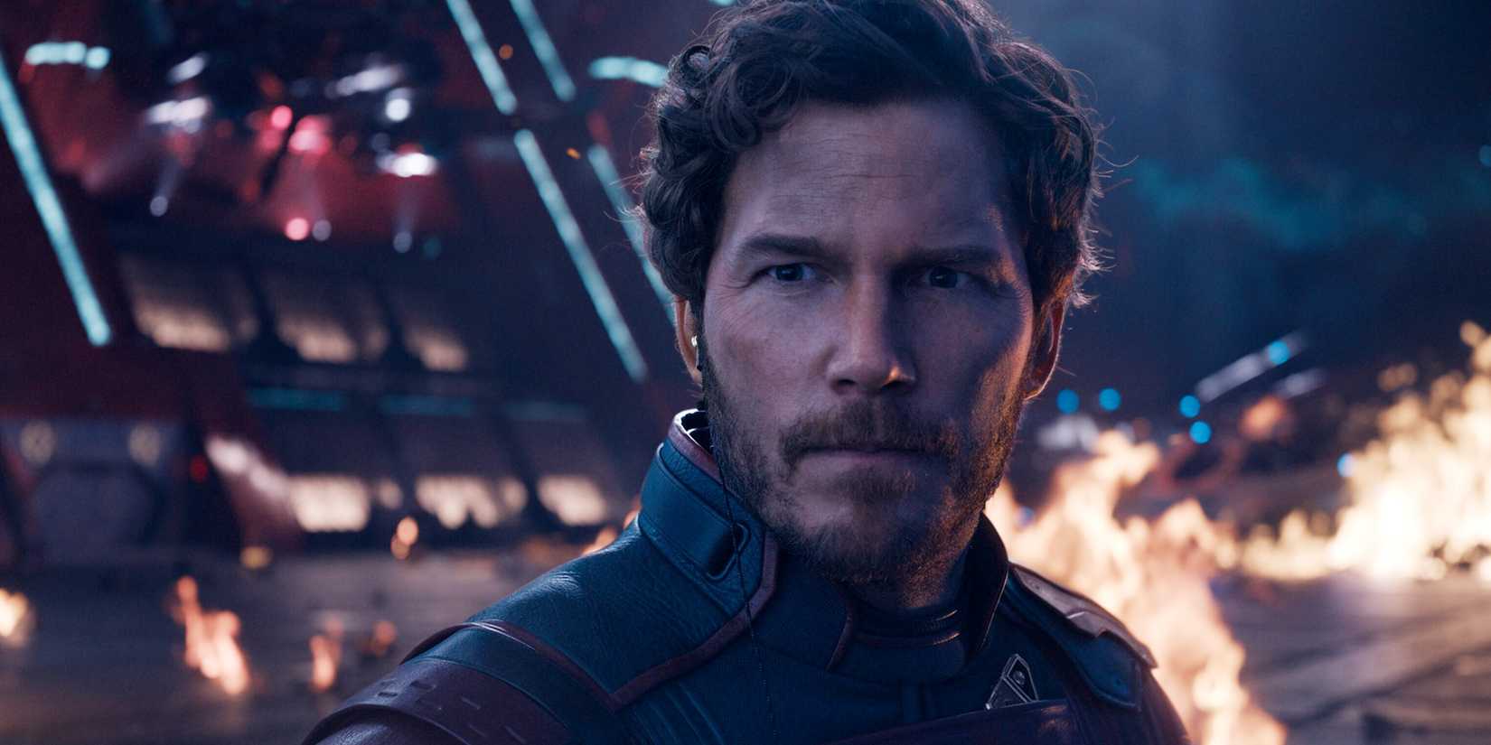 Chris Pratt As Star-Lord Standing In Burning Spaceship in Guardians of the Galaxy Vol 3