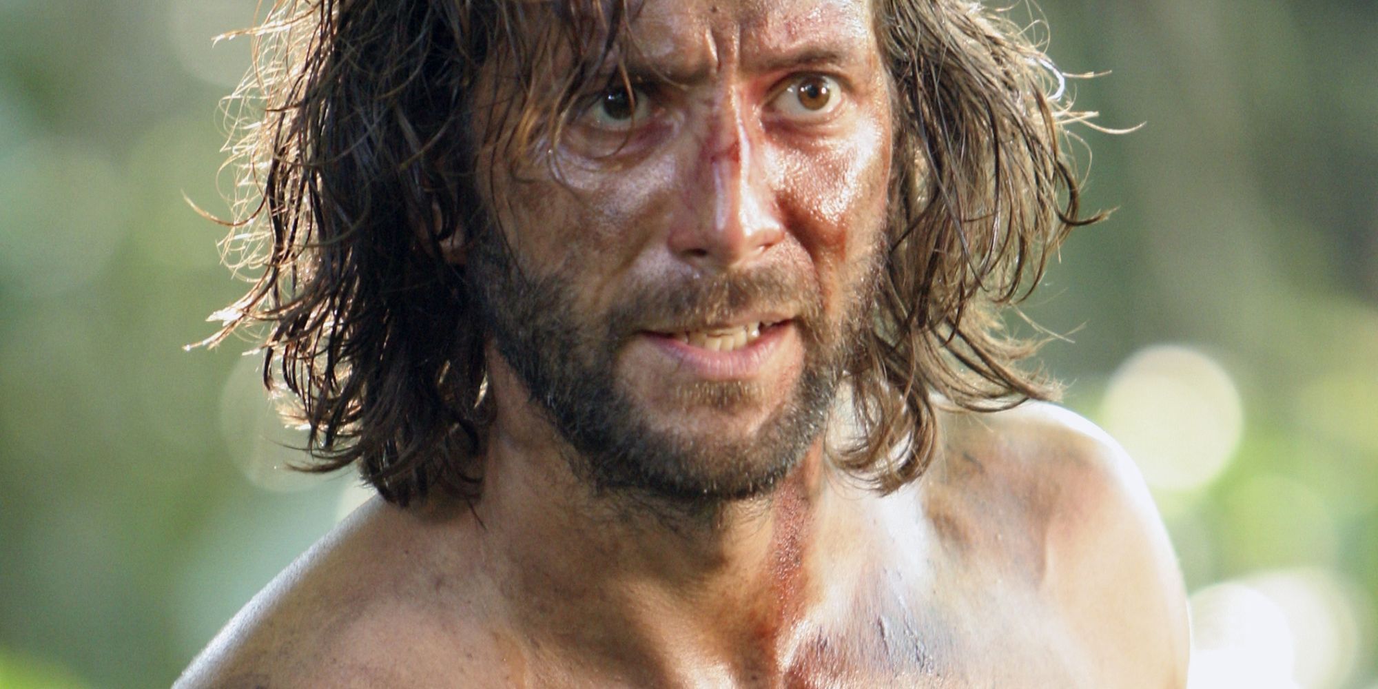 Desmond Hume em Lost, desorientado após a implosão da Estação Swan.