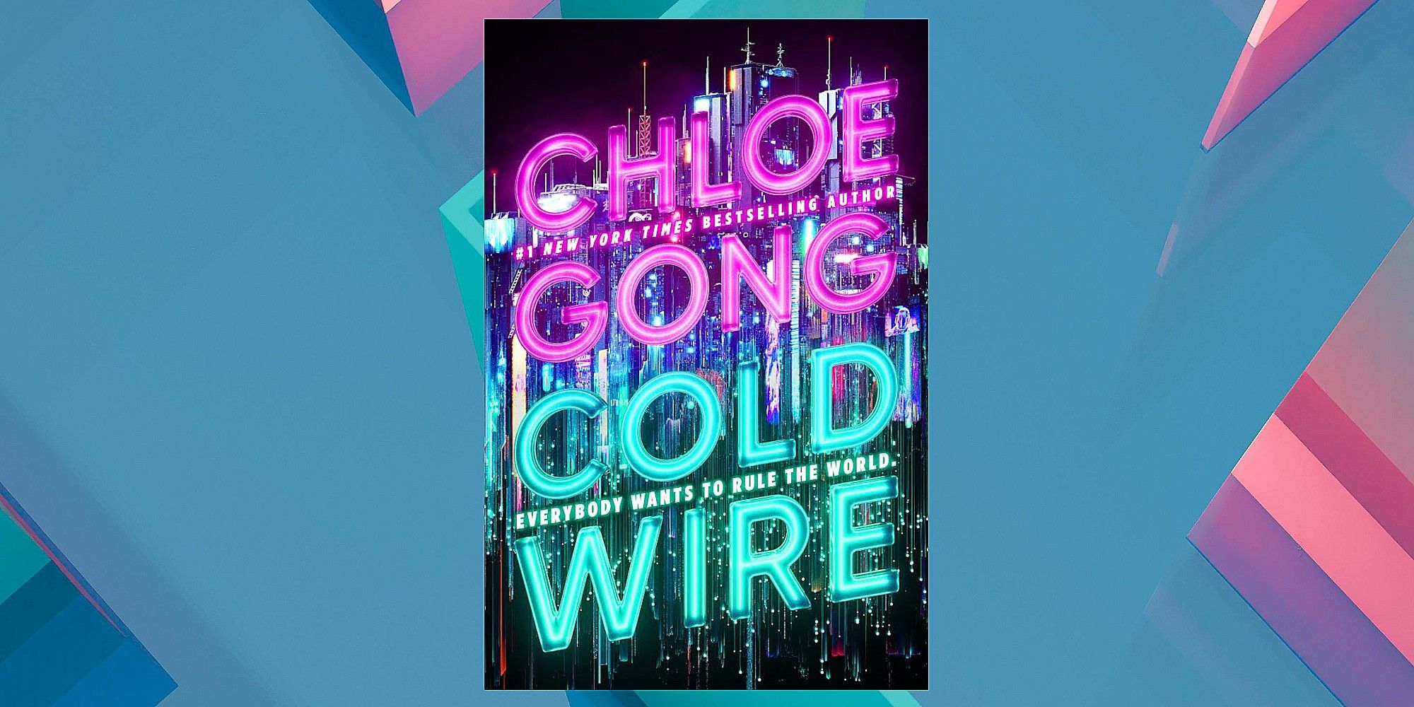 The cover of Goldwire by Chloe Gong against a blue and pink abstract background