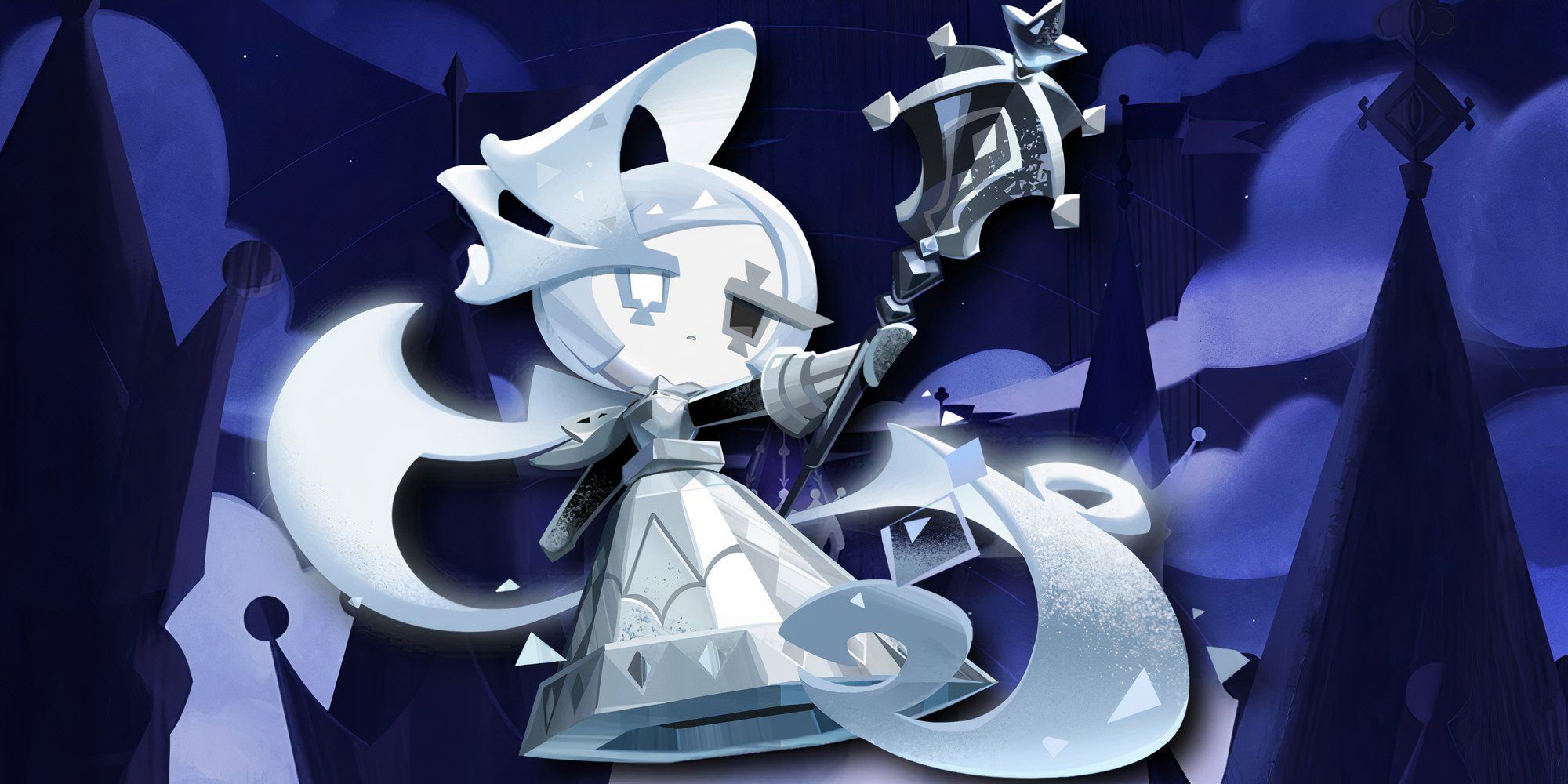 Cookie Run Kingdom Salt Cellar Cookie in front of the Spire of Deceit