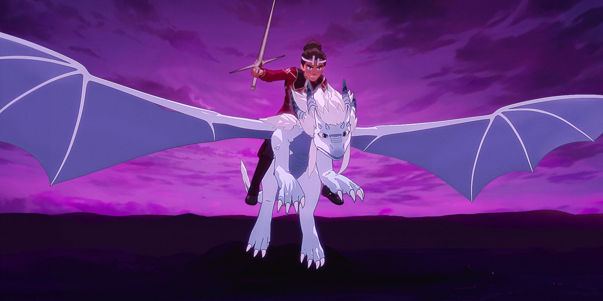 Crown Prince Ezran cavalca un drago in The Dragon Prince