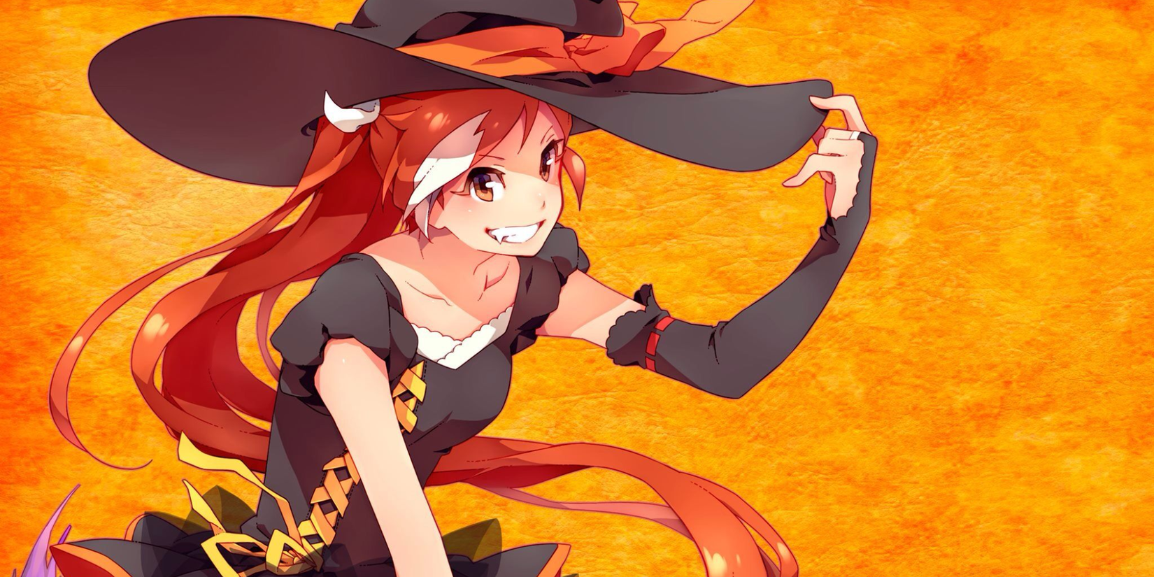 Crunchyroll Hime anime featured image - Crunchyroll's mascot Hime in a Halloween Witches outfit costume