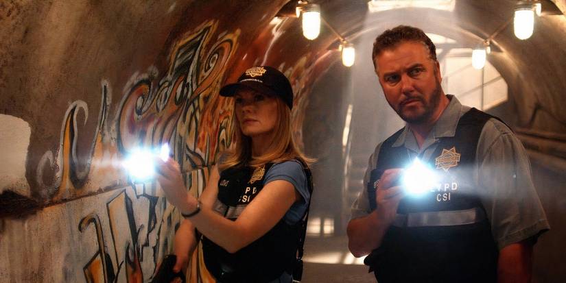 Marg Helgenberger as Catherine Willows and William Petersen as Gil Grissom in CSI