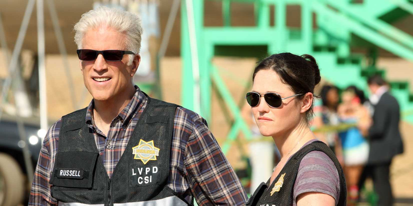 Ted Danson as D.B. Russell and Jorja Fox as Sara Sidle in CSI: Crime Scene Investigation