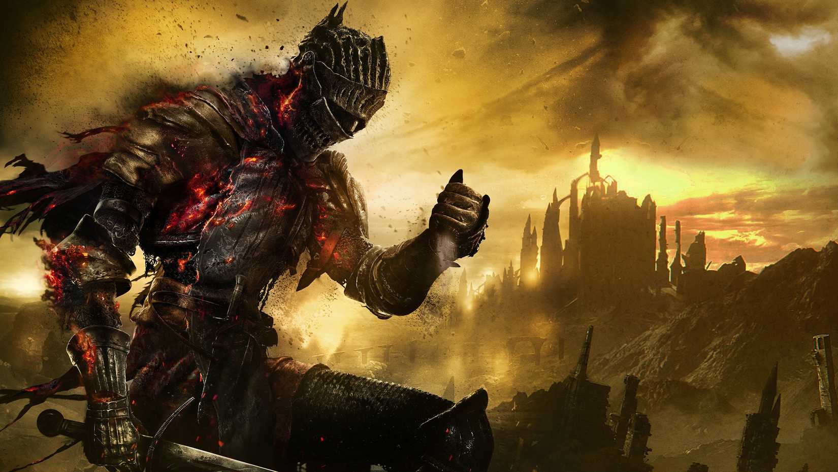 Dark Souls cover image knight and kingdom in background-2