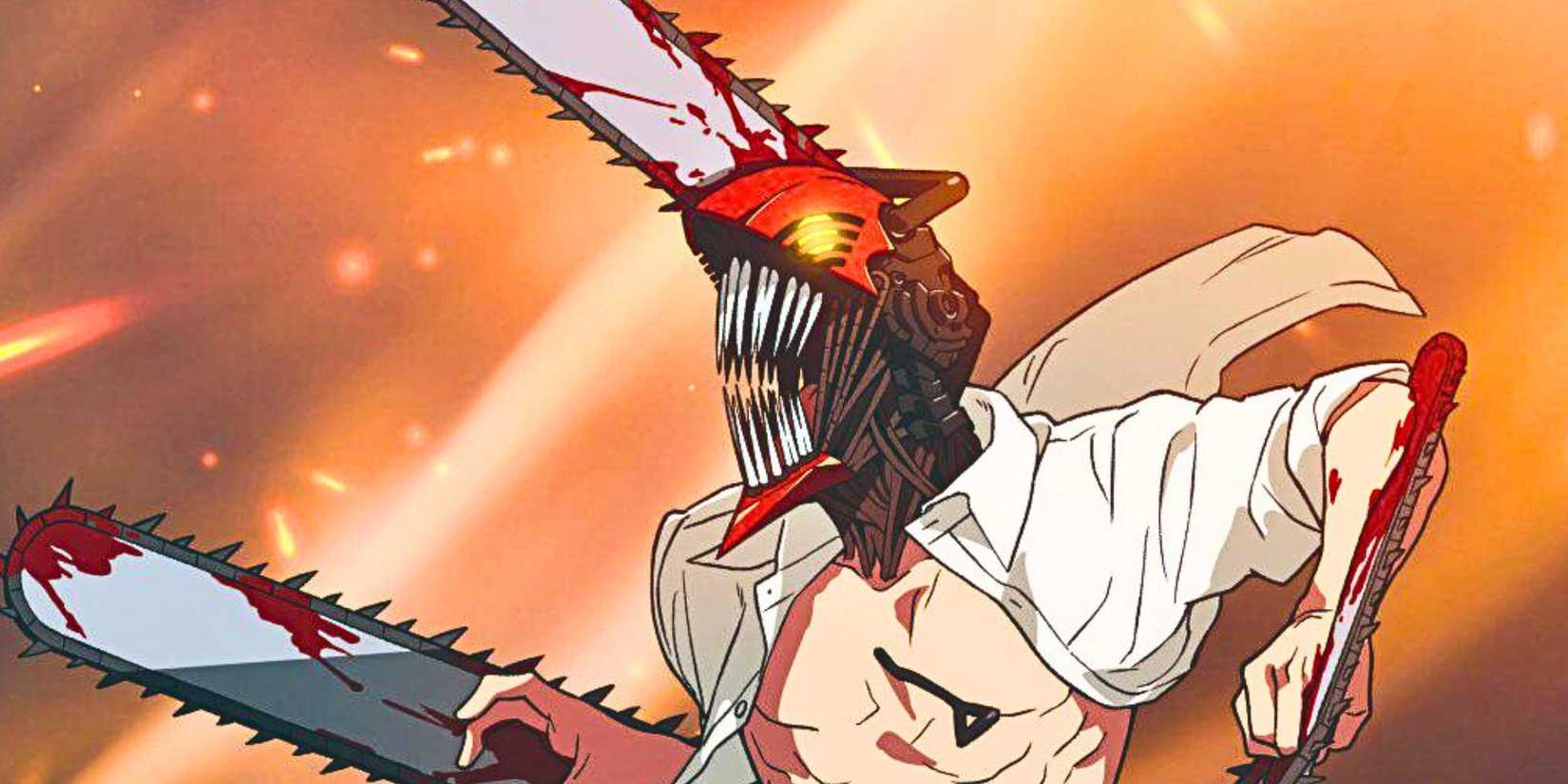 Denji como Chainsaw Man preparándose para pelear