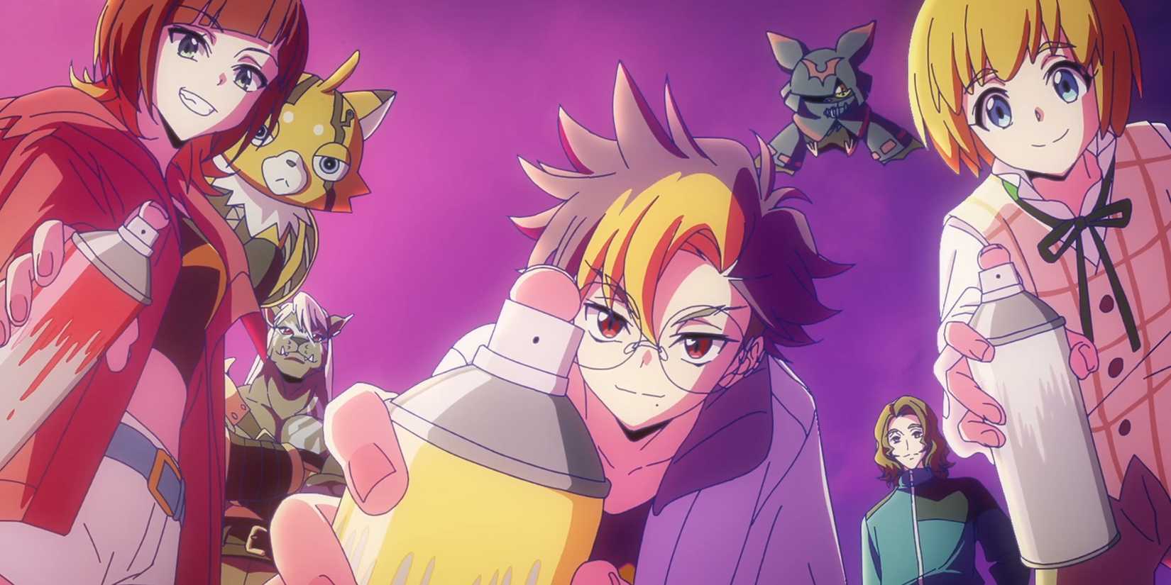 Главные актеры в открывающей сцене Digimon Beatbreak, использующие спрей-краску