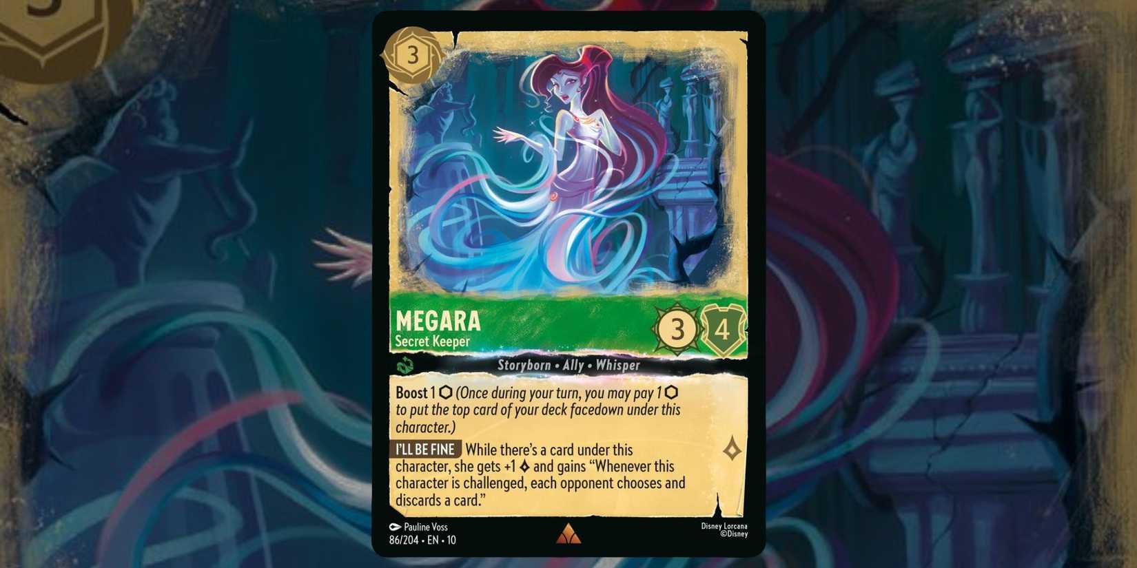 Disney Lorcana Megara Secret Keeper whisper glimmer card