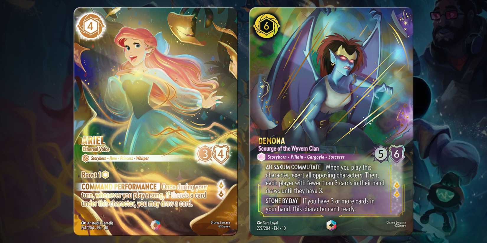 Disney Lorcana Whispers In The Well Iconic Cards Ariel and Demona