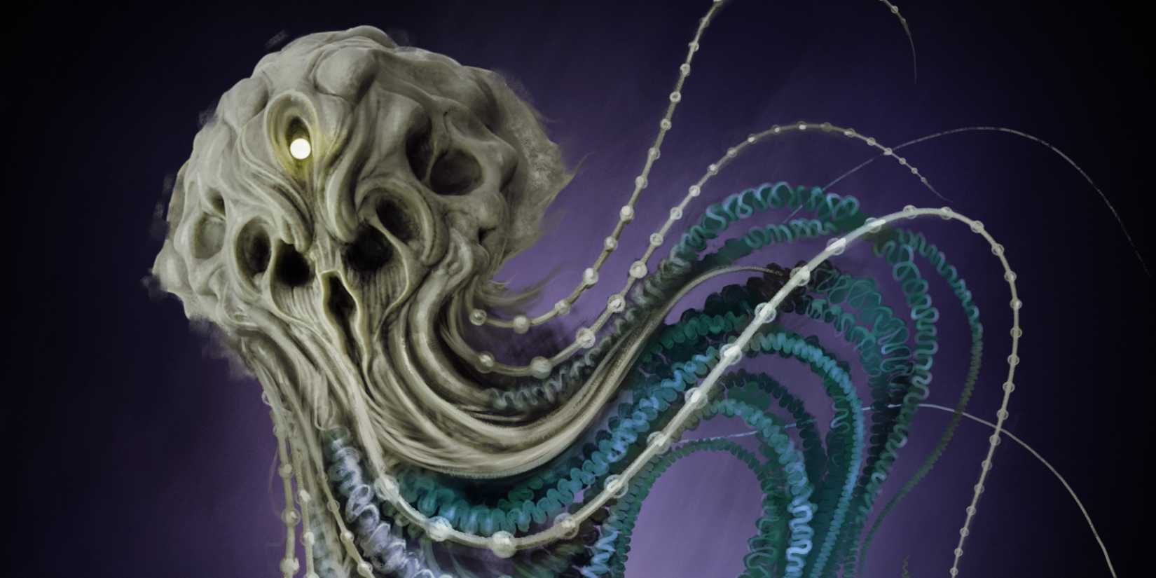 A tentacled Cult-o-War monster from Chapelwick floats.