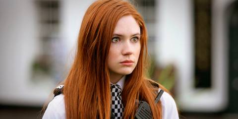Karen Gillan wide-eyed on Doctor Who