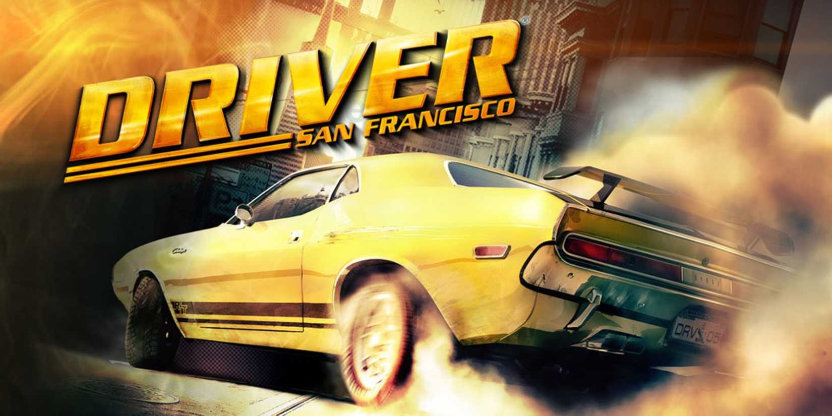 The logo for Driver San Francisco featuring a car and the game name.