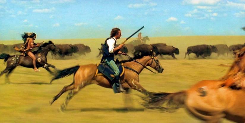 Dunbar races alongside the buffalo in Dances with Wolves