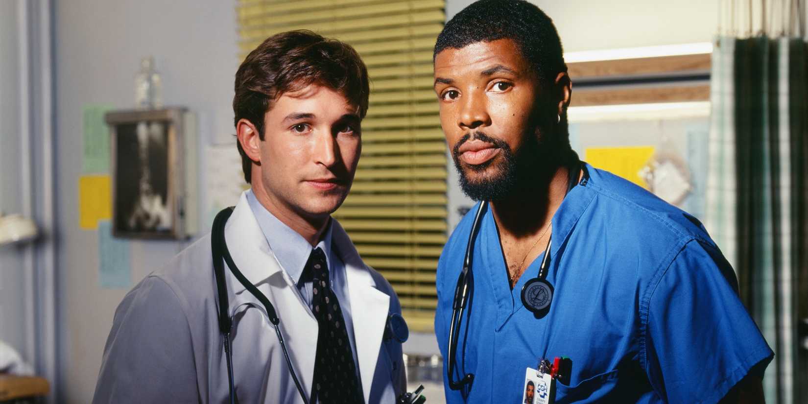 Carter (Noah Wyle) and Benton (Eriq La Salle) on ER