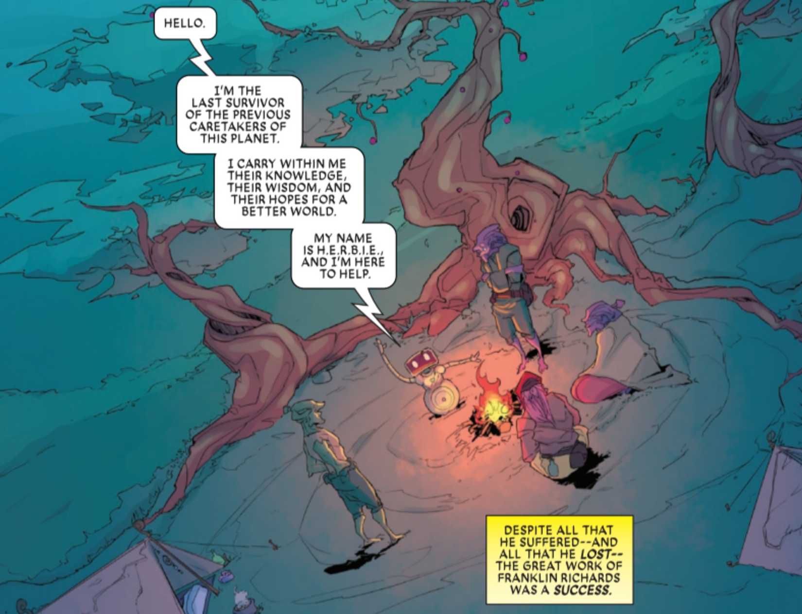 fantastic four's herbie shares all humanity's knowledge with the future