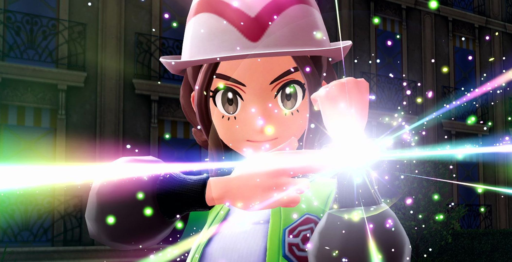 A screenshot of the female trainer character activating Mega Evolution in Pokemon Legends Z-A.