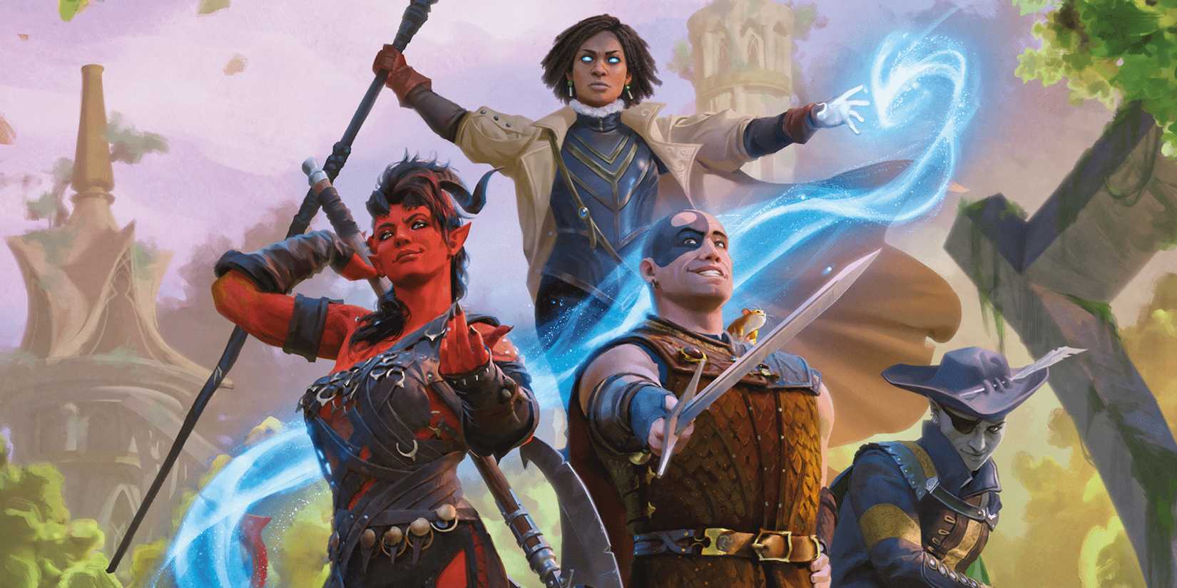 Forgotten Realms Heroes of Faerun Cover Art featuring Minsc, Karlach, and other characters