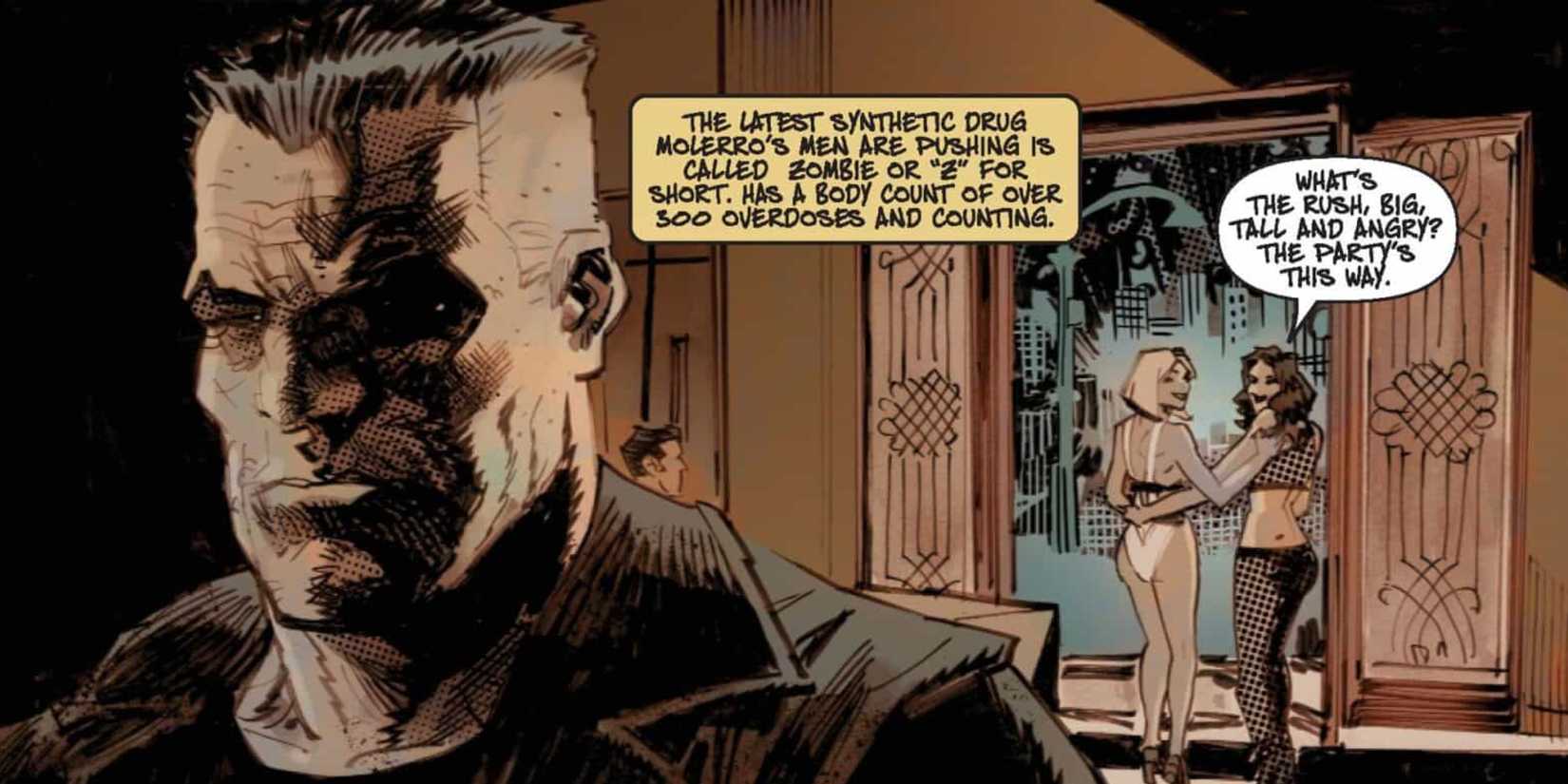 Frank Castle discusses the Zombie drug in Marvel Knights The Punisher #1