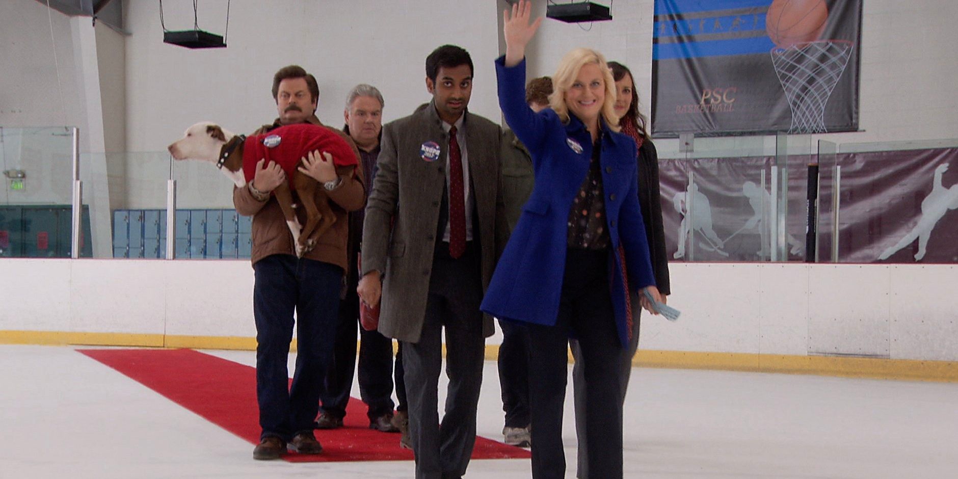 Elenco de Parks and Recreation reunido.