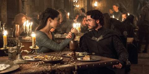 Oona Chaplin as Talisa and Richard Madden as Robb Stark at the Red Wedding in Game of Thrones