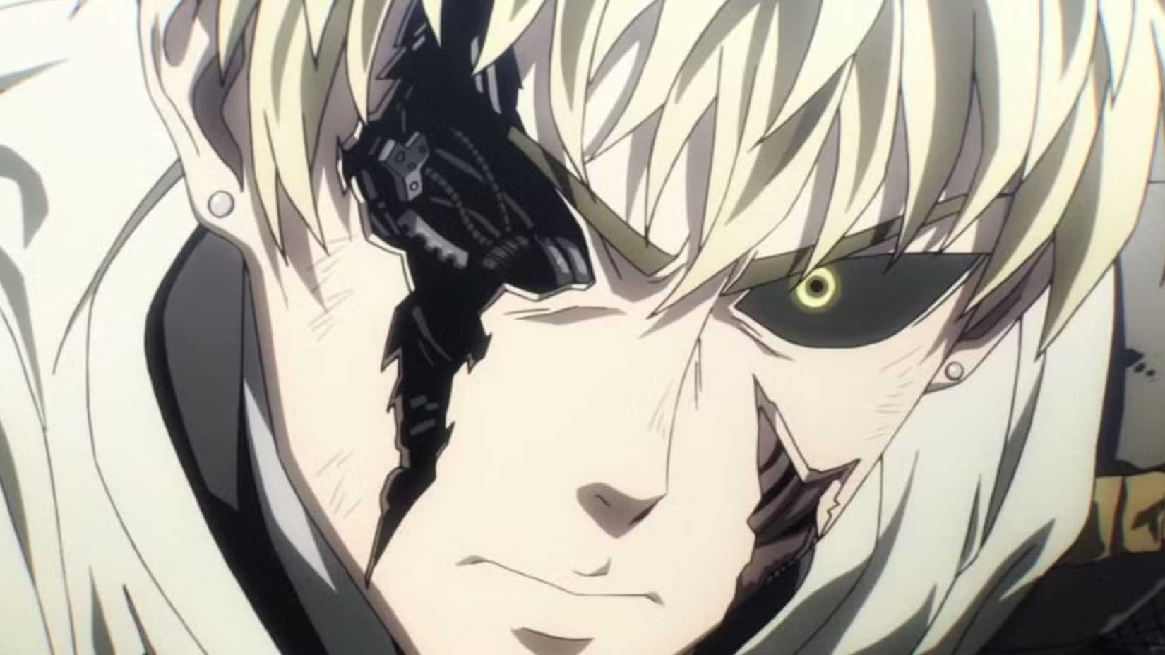 Genos với những vết thương trên mặt như trong anime One Punch Man