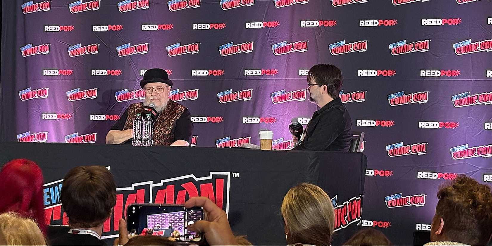 George RR Martin and Joe Hill during the "Spotlight on George R.R. Martin" panel At NYCC 2025